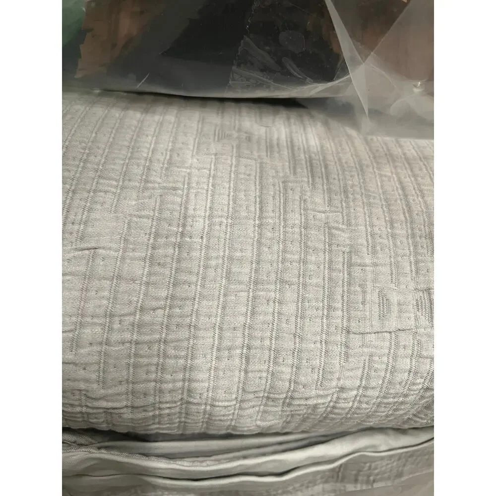 Nestwell Twin Light Gray 3 pc Duvet Set Spa Gauze Cover Cotton Linen Bed New